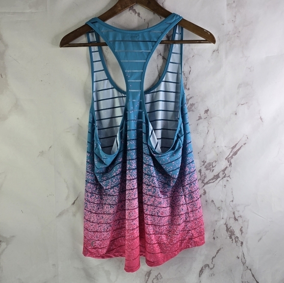 Zyia Active Tank Top Women XXL Blue Pink Striped Havana Splatter Ombre - Picture 4 of 10